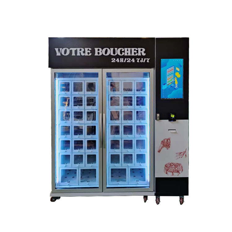 Quality Freezing Beef Meat Vending Machine Lattice Cabinet Credit Card Reader for sale
