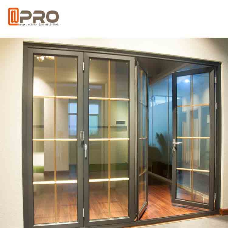Horizontal Aluminum Folding Doors For Kitchen With Double Tempered Glass