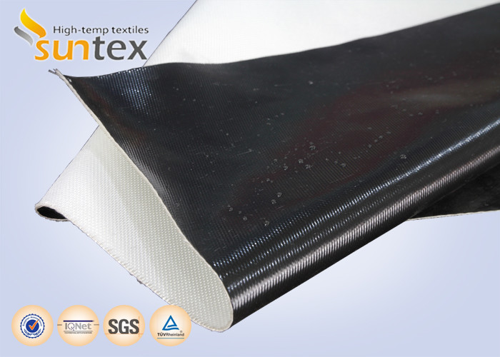 Quality Black Fire Curtain Silicone Rubber Coated Fiberglass Fabric One Side 960 G/M2 for sale