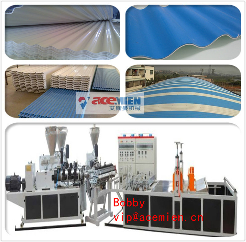 Quality Corrugated Plastic Roof Making Machine / PVC Tile Roll Forming Machine with 0.8mm - 3mm Thickness for sale