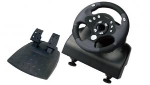 Quality Black / Red Computer PC Game Racing Wheel With Foot Pedal CE / ROHS for sale