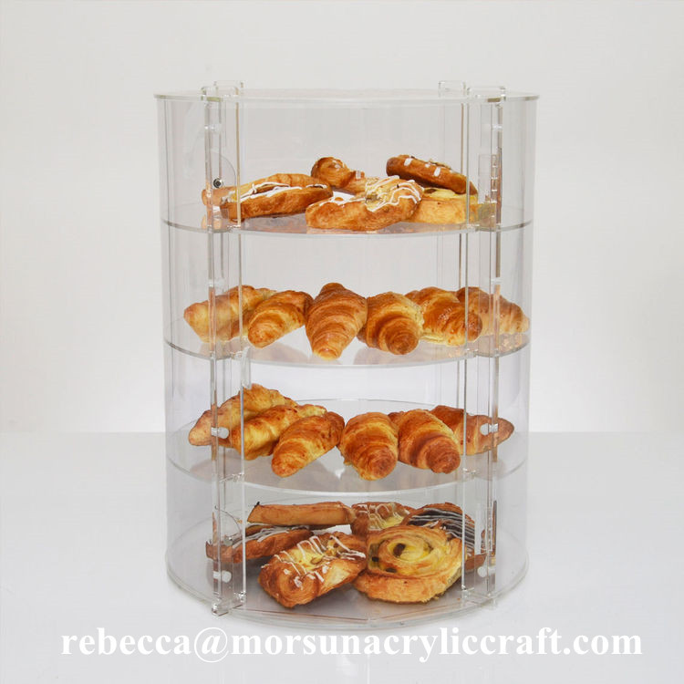 Quality New Countertop Eco-friendly Four Tier Transparent Acrylic Bakery Display Case for sale
