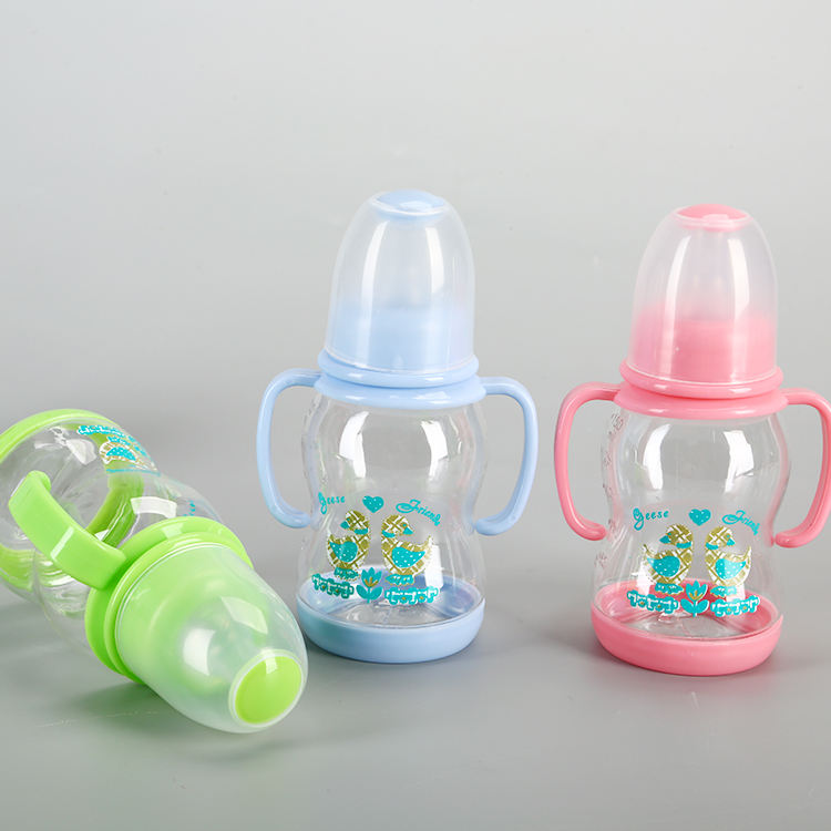 Pink Blue Green Baby Feeding Bottle Custom Print Logo With Handles Free
