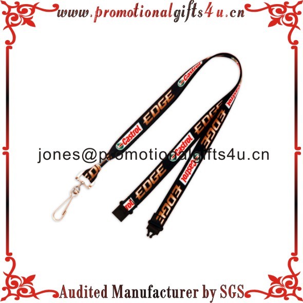 Quality Heat-Transfer Printing Ribbon/lanyard with Safety Clip and Metal Hook for sale