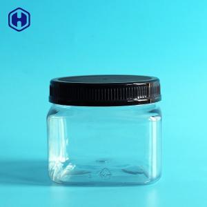 Quality Clear PET Plastic Grip Jars Canned Square Plastic Jars With Lids 420ML 14OZ for sale