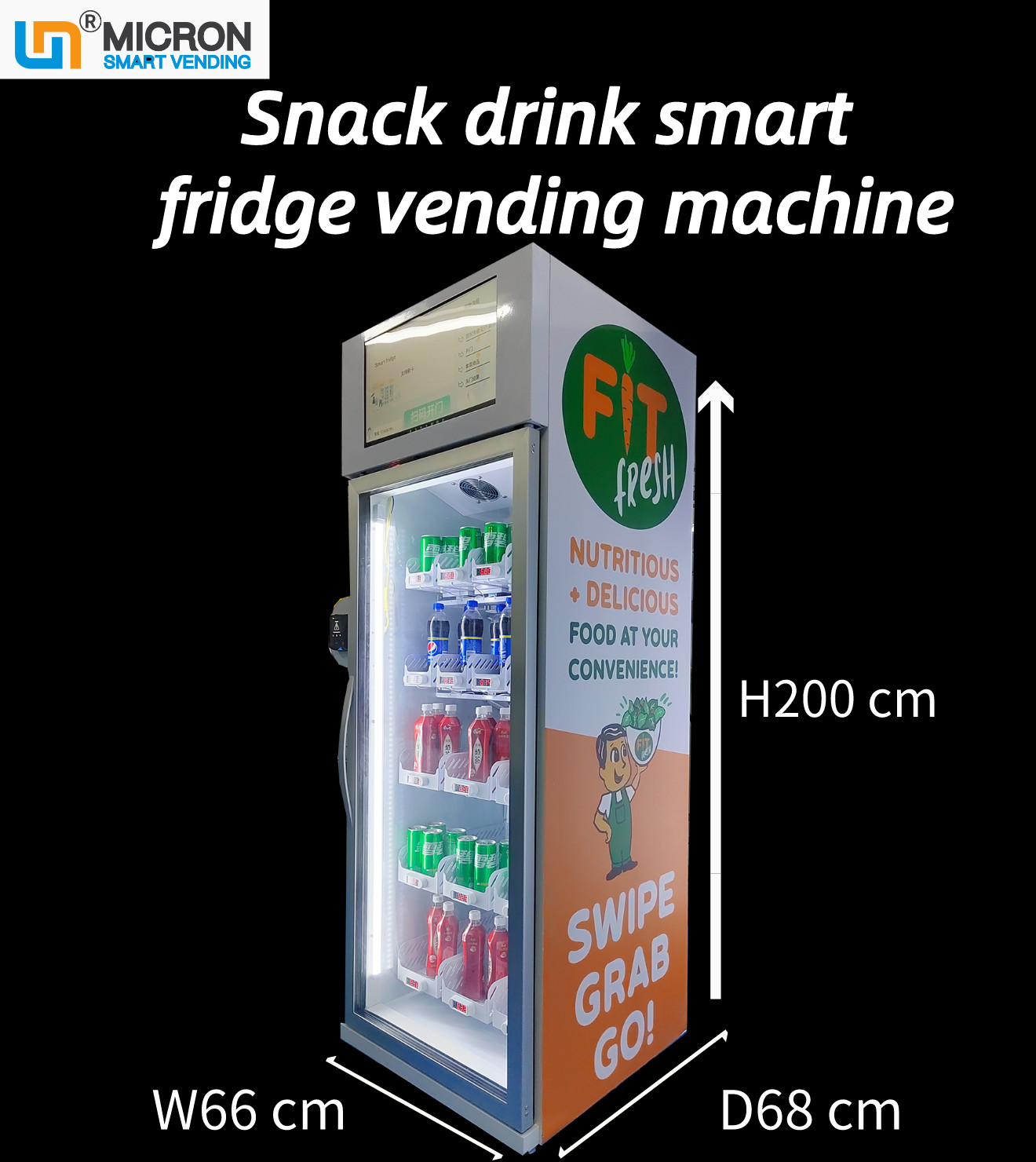Quality 240V Smart Fridge Vending Machine Glass Bottle Cold Drink  Grab N Go Fridge for sale