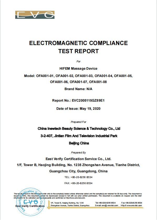 China Inewtech Beauty Science & Technology Co.,Ltd Certifications