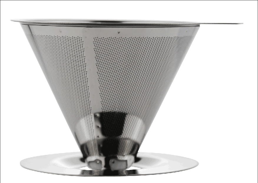 Quality Double Layer Mesh Stainless Steel Coffee Filter Cone For 2  Cups , 85mm Height for sale