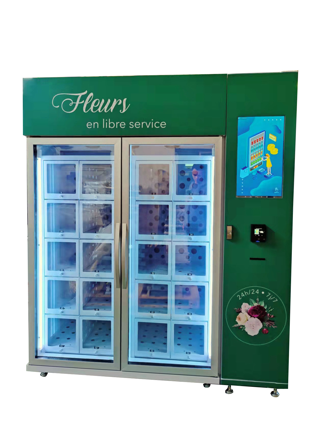 Quality Touch Screen Cooling Locker Flower Vending Machine 24 Capacity for sale