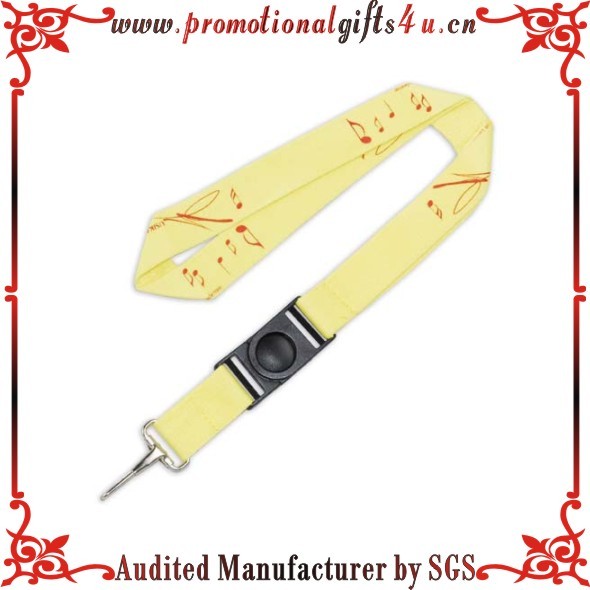 Quality Silk-Screen Printing Lanyard with Plastic Buckle and Metal Hook for sale