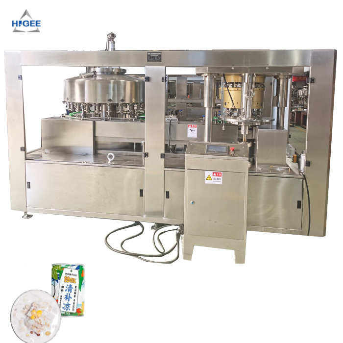 Quality Canned coconute milk juice filling seaming machine with cold glue labeling machine line for sale