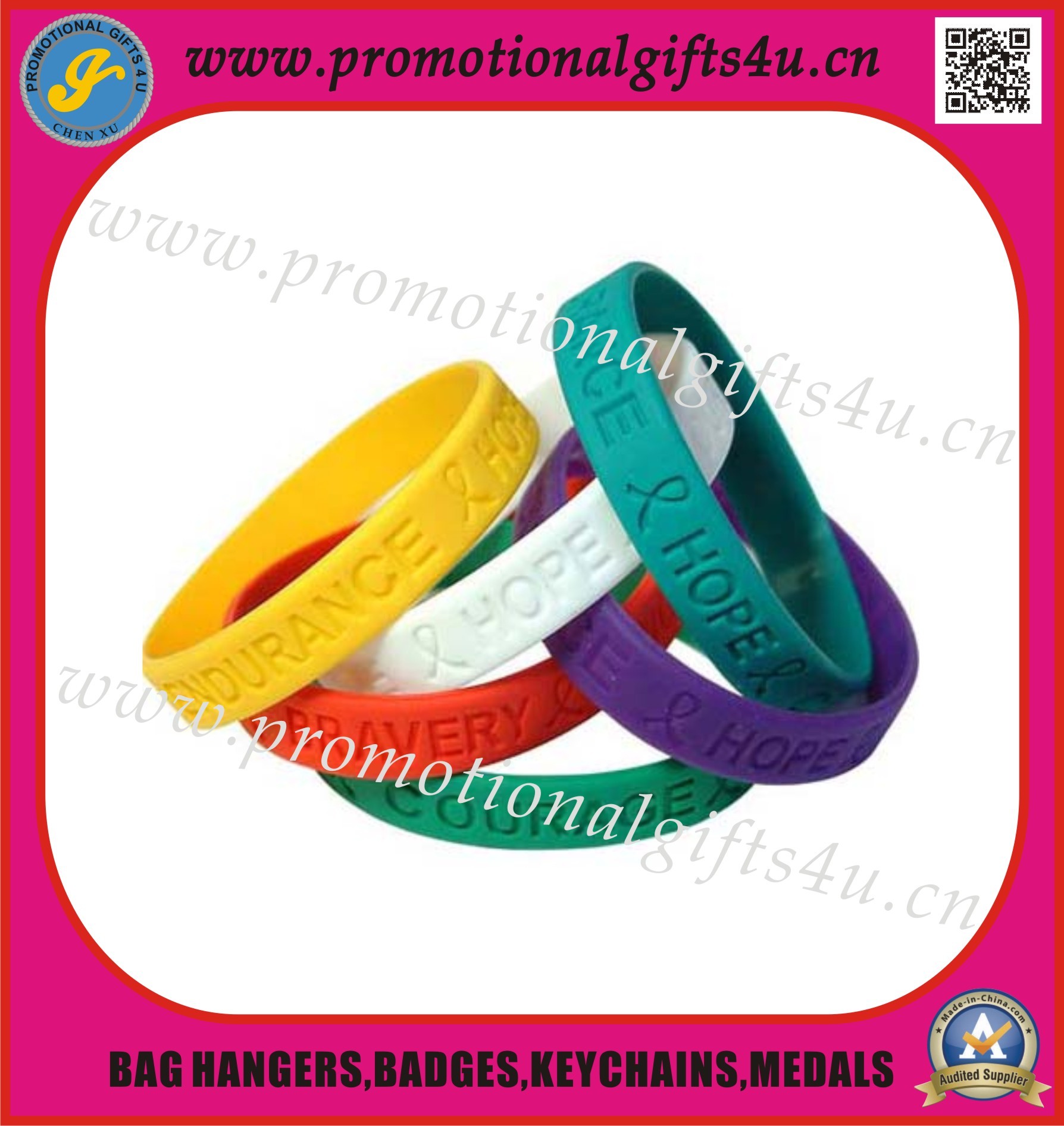 Quality Debossed silicone wristband/silicone bracelet for sale