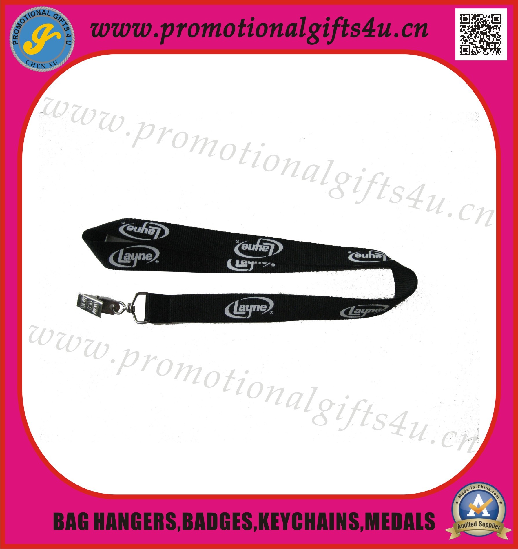 Quality Blank Silk-Screen Printing Lanyard with Metal Hook for sale