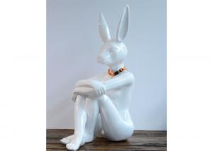 Quality Painted Rabbit Man Outdoor Fiberglass Sculpture Fantasy Artwork Life Size for sale
