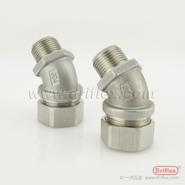 Quality 45d Angle Stainless Steel Liquid-tight Conduit fittings with ISO thread for sale