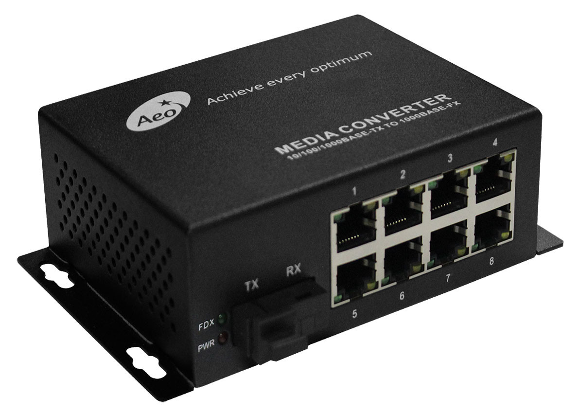 Quality 250M Transmission Distance POE Ethernet Media Converter 100M 1 Fiber And 8 Ports for sale