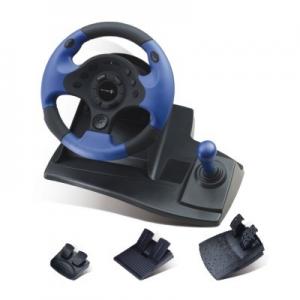 Quality Double Vibration Feedback Driving Game Steering Wheel Compatible Window 98 / Me for sale