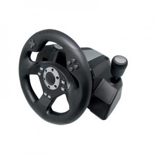 Quality Black Wired USB Force Feedback Steering Wheel And Pedals For Computer for sale