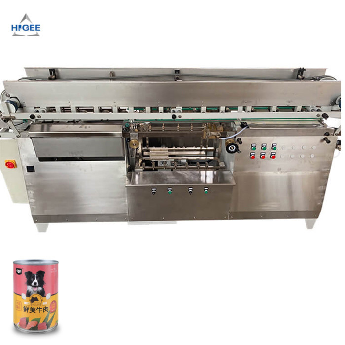 Quality Automatic canned food cat can food cold glue labeling machine dog canned food wet glue labeling machine for sale