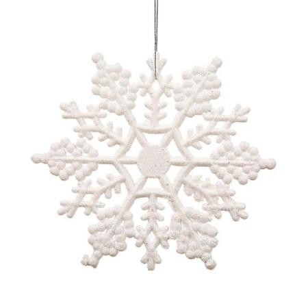 Quality White Glitter Snowflake Christmas Ornaments 4" for sale