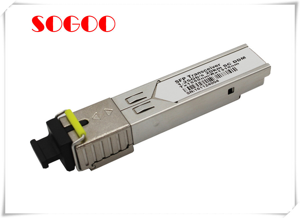 Quality 1.25G SFP Optical Transceiver 1310/1550nm Single Fibre 20km GBIC SC Connector for sale