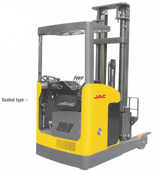 Quality Narrow Aisle Reach Truck Forklift 1.5 Ton Seated Type For Warehouses / Supermarkets for sale