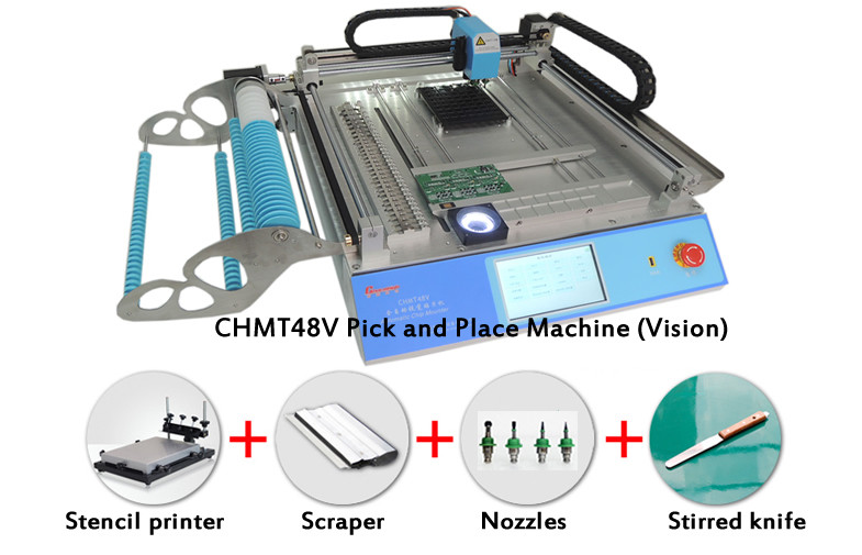 Vision System CMT 48V SMT Pick and Place Machine Kit With Stencil Printer Nozzles