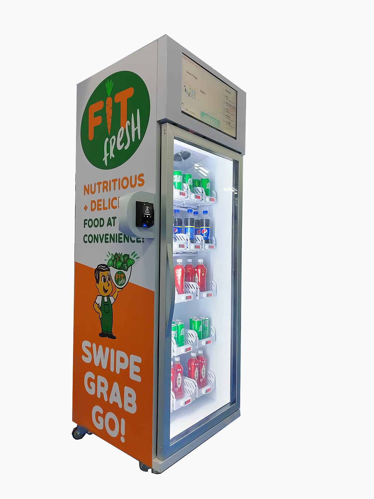 Quality 240V Smart Fridge Vending Machine Glass Bottle Cold Drink Grab N Go Fridge for sale