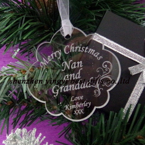 Quality Acrylic Personalised Christmas tree decoration New year keepsake gift with box for sale