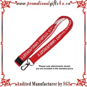 Quality Red 25mm Width Woven Lanyard with Safety Breakaway and Metal Hook for sale