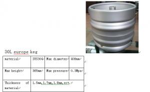 Quality Food Grade Stainless Steel Kegs , OEM 30 Liter Keg SGS Certification for sale