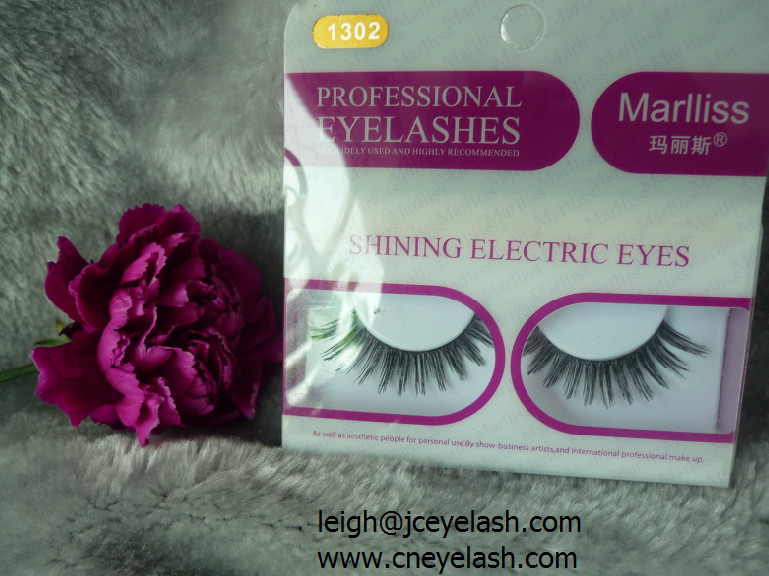 Quality Hand made human hair false eyelashes with glue for sale