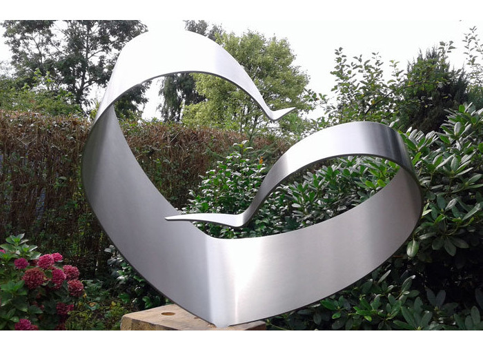Quality Simple Design Stainless Steel Outdoor Sculpture , Brushed Modern Metal Outdoor Sculptures for sale