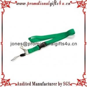 Quality Green Polyester Cell Phone Neck Lanyard with Metal Buckle and Metal Hook for sale