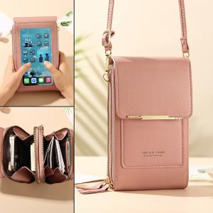China Touch Screen Mobile Phone Bag Shoulder Bag Wallet Simple Diagonal Bag Solid Color Ladies Bag New on sale