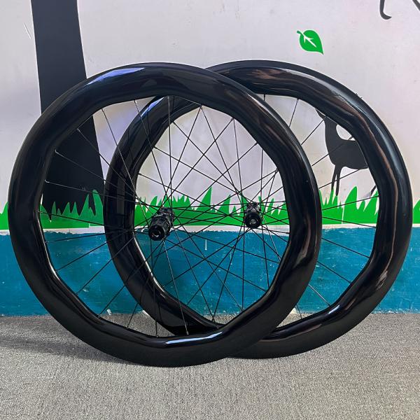 RUJIXU 700c Carbon Bicycle Wheelset 6560mm 30mm Width 24 Holes Clincher Wheels Disc Brake Road Cycling with Disc Brake System