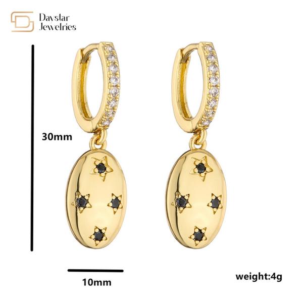 Diamond Zircon 18k Gold Plated Jewelry Yin Yang Pendant Hoop Earrings