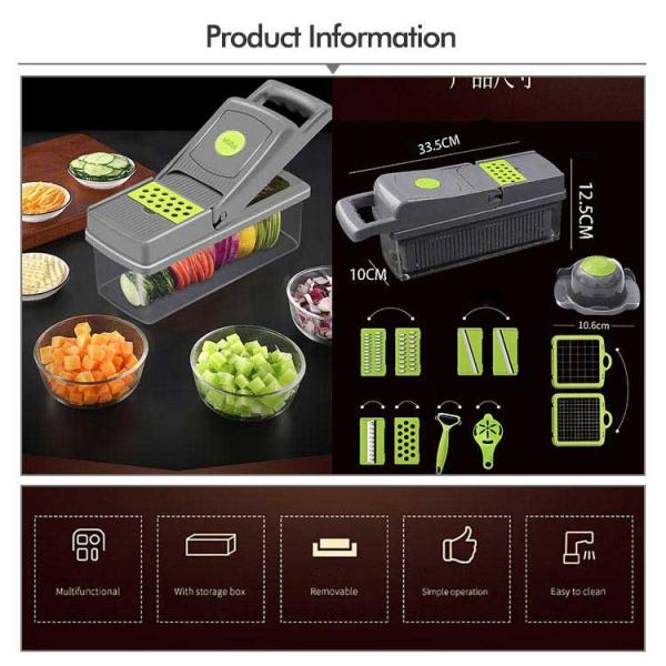 14 In 1 Multifunctional Vegetable Chopper With 8 Stainless Steel Blade