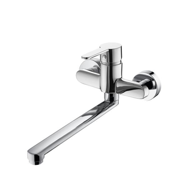 291mm Length Wall Mount Kitchen Sink Faucet Zinc Lever Kitchen Swivel Tap