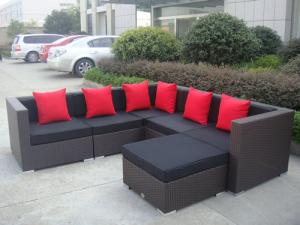 China Outdoor Rattan Sofa Set With Middle Sofa , Corner Sofa And Ottoman on sale