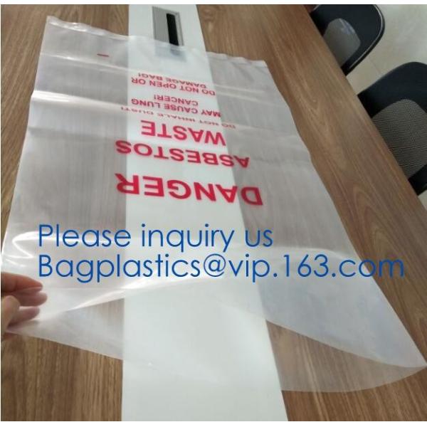 PE asbestos yard waste bags,hazard waste disposal bags,Customized danger warning printing clear polythene LDPE asbestos