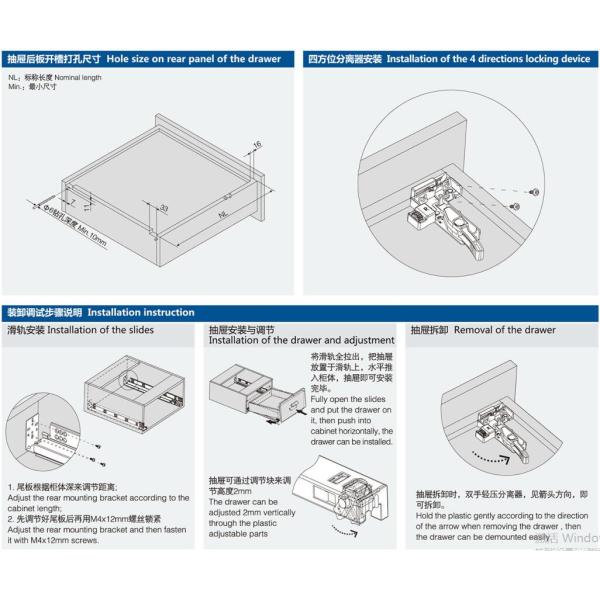 3- Fold Soft Closing Full Extension Concealed Undermount Drawer Slides with Locking Device
