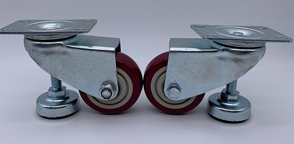 Adjustable Leveling Red PU Caster 2.5 Inch 3 Inch 4 Inch 5 Inch Available