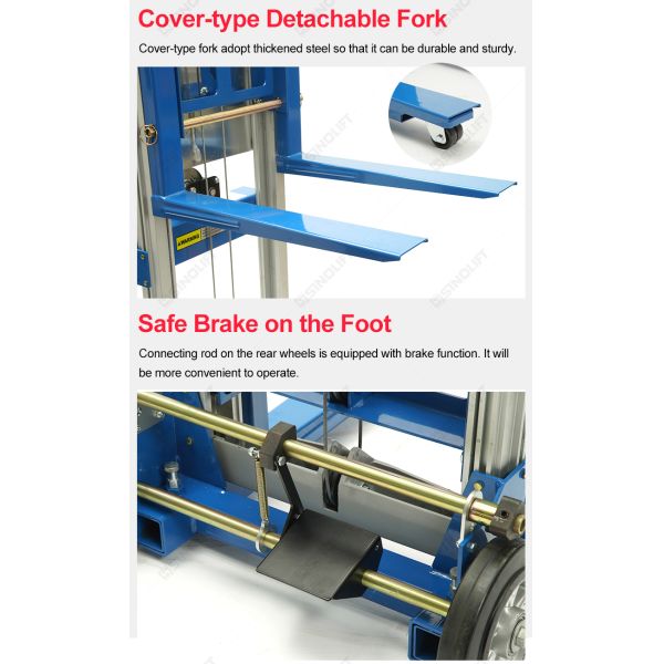 WFH Series Manual Hand Winch Stacker – Effortless Lifting, One-Person Operation