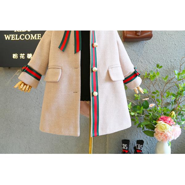 100cm 39in Girls Winter Children'S Clothing Solid Vintage Pink Wool Coat
