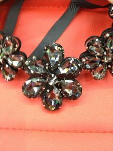 China Sensational Crystal Flower Necklace / Black Statement Necklace Crystal Beading on sale