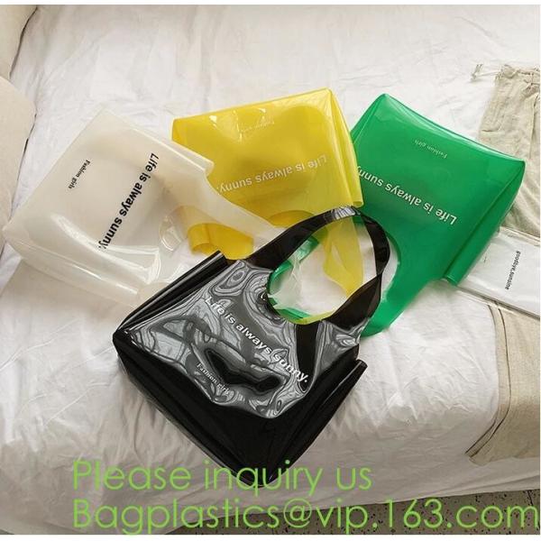 Manufacturer Custom Logo Transparent Clear PVC Plastic Portable Packaging Promotional Gifts Shopping Tote Bag, bagease