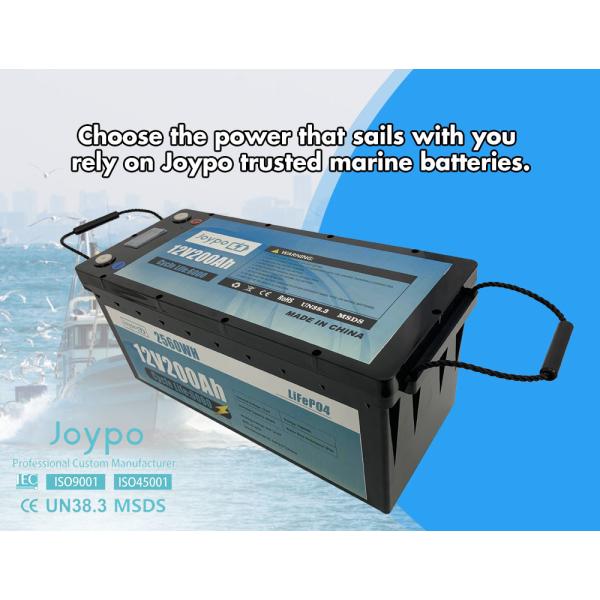25.6V 12.8V Deep Cycle LiFePO4 Marine Battery Waterproof LCD Displayer