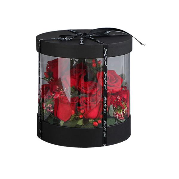 1200g Floral Cardboard Round Flower Boxes UV Coating