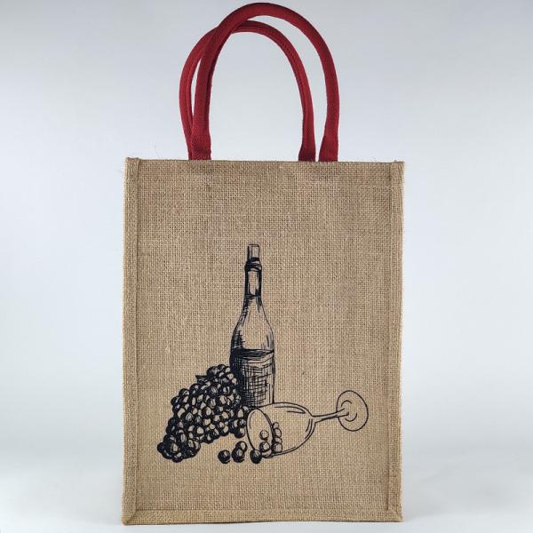 Natural Linen Jute Tote Wine Bottle Holder Bag
